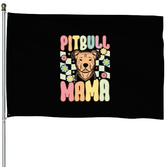 Groovy Pitbull Mom Female Dog Lover House Flags