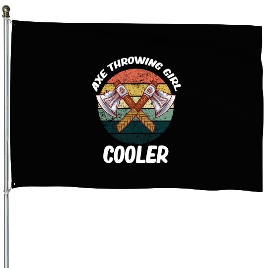 Axe Throwing Girl Cooler Chainsaw Bushcraft House Flags