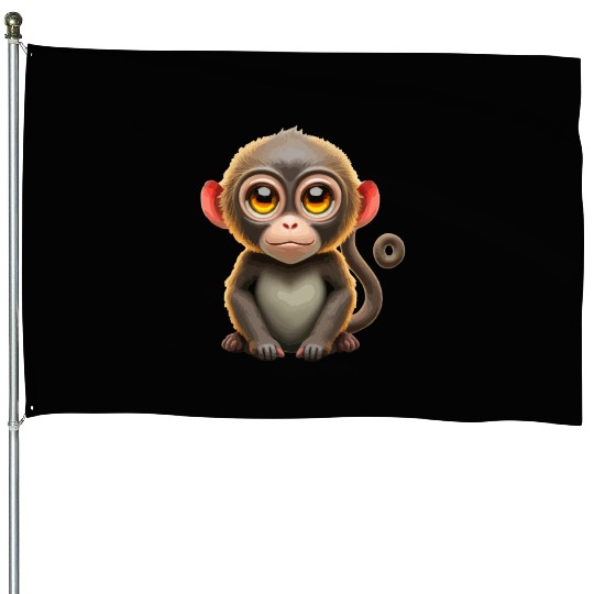 Cute Monkey animal House Flags