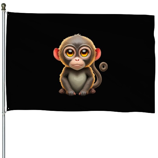 Cute Monkey animal House Flags