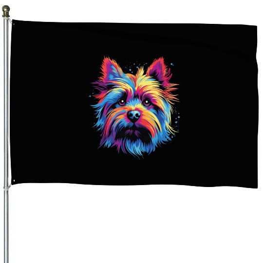 Watercolor Colorful Australian Silky Terrier House Flags