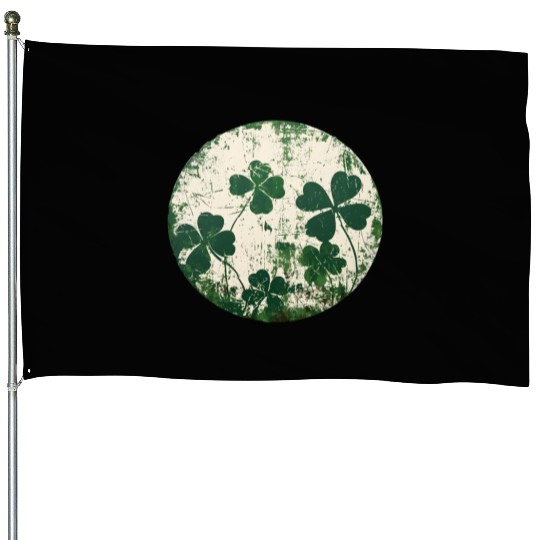 Distressed Green Shamrock House Flags