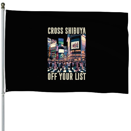 Shibuya Crossing Japan Travel Vacation Japanese House Flags