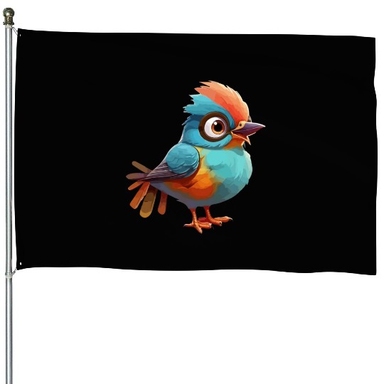 Colorful bird animal House Flags