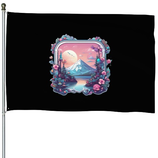 Landscape Silver mountain who loves landscape House Flags