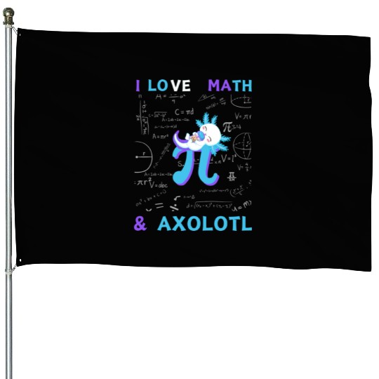 I Love Math And Axolotl For Math Enthusiasts. House Flags