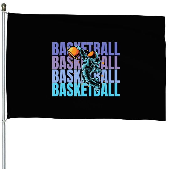 Astronaut Dunking Basketball Creative Illustration House Flags
