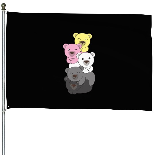 Queerplatonic Flag Pride Lgbtq Cute Bear House Flags