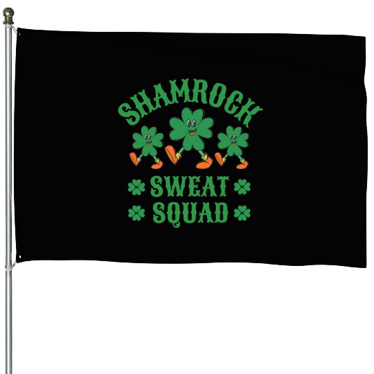 Shamrock Sweat Squad Workout Funny House Flags