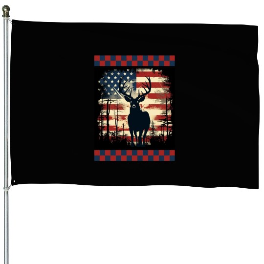 Ripped American Flag Woodland Camo Underlayer House Flags