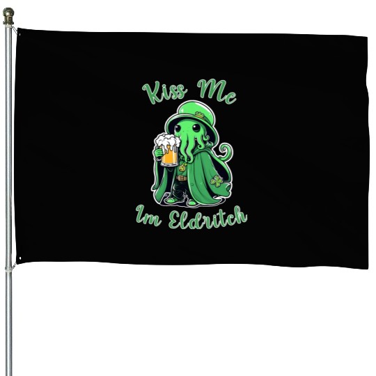 Kiss Me I'm Eldritch - St. Paddy's Day Cthulhu House Flags