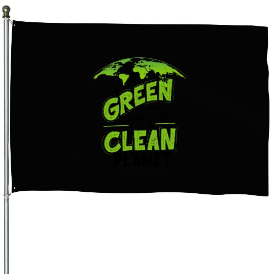 Eco-Friendly Earth Green Clean Design House Flags