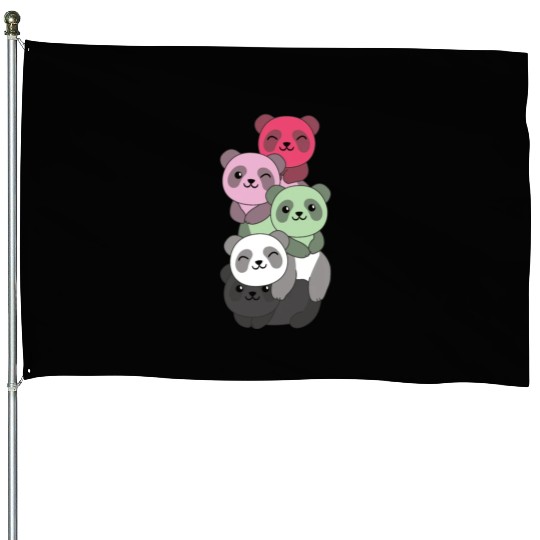 Recipromantic Flag Pride Lgbtq Cute Panda House Flags