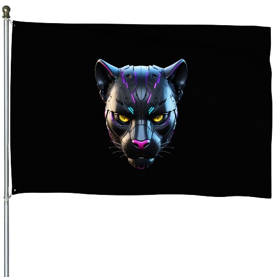 Robot Black Panther House Flags