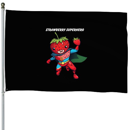 Strawberry Superhero House Flags