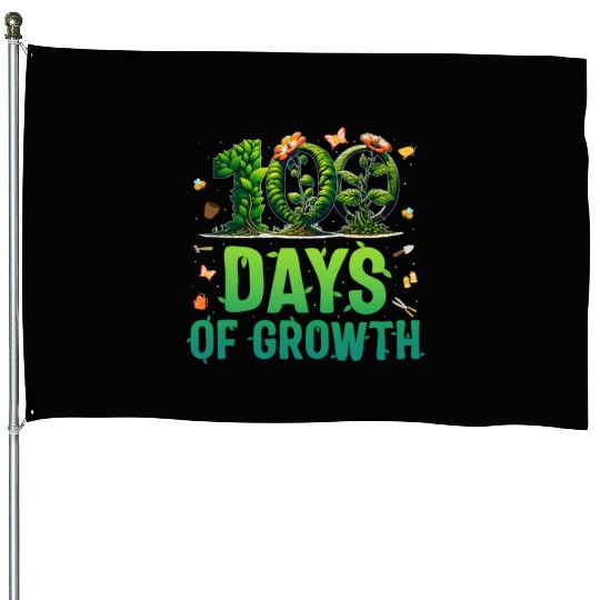 School House Flags, 100 Days Of Growth Growing Plants