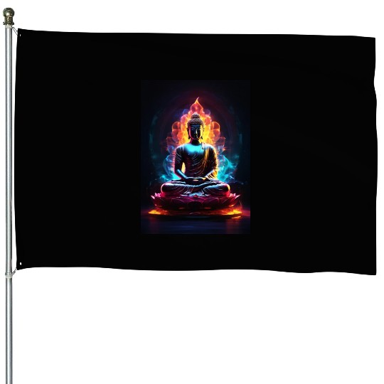 The Buddha Neon Art House Flags