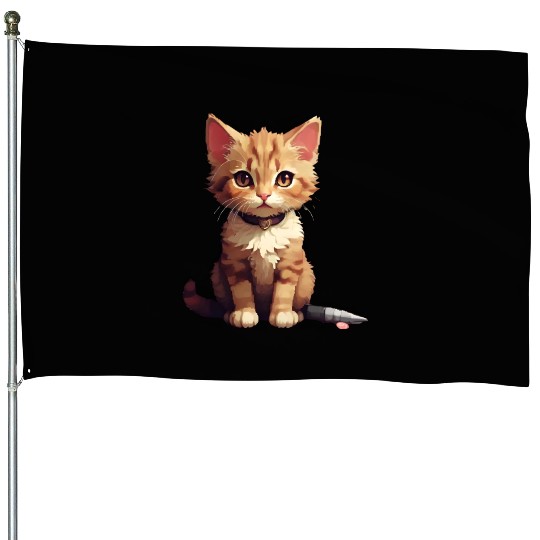 Cute cat House Flags