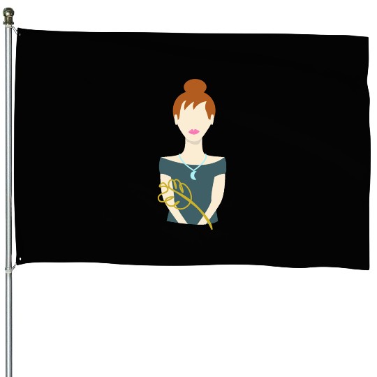 Fashionable girls portrait with floral detail House Flags