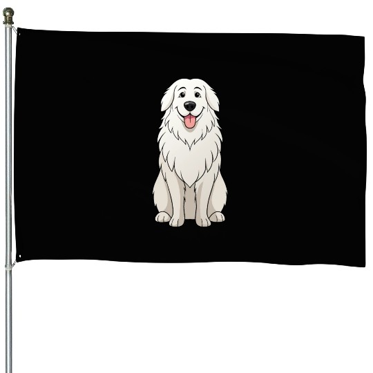 Serene Great Pyrenees Mom - Funny Art Print House Flags