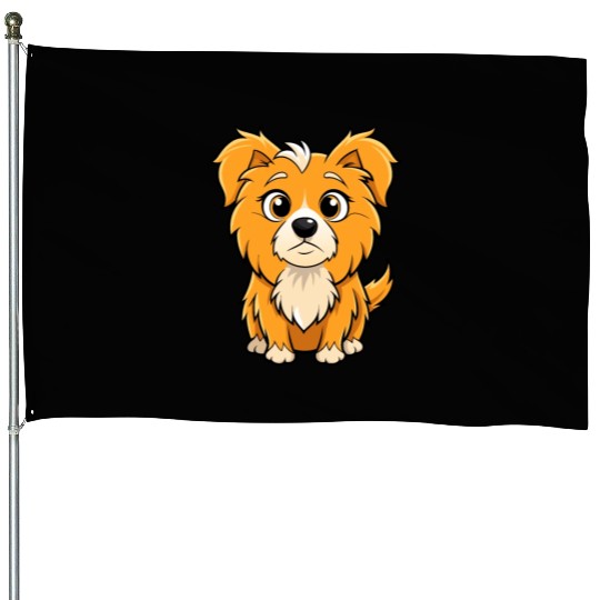 Curious Tibetan Spaniel Digital Art House Flags