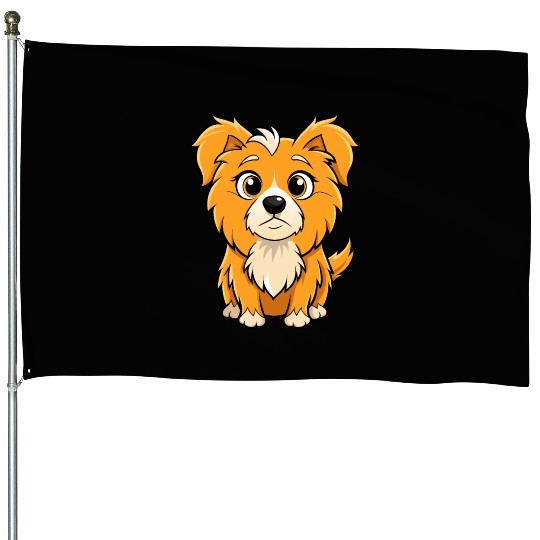 Curious Tibetan Spaniel Digital Art House Flags