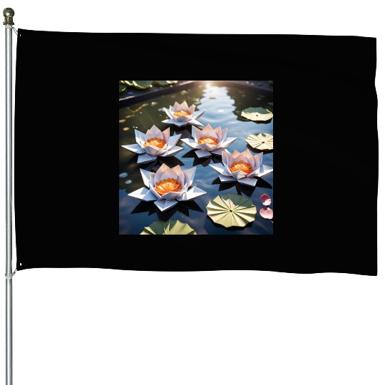 Lotus Origami House Flags
