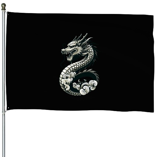Moonlit Serenity of the Silver Dragon House Flags