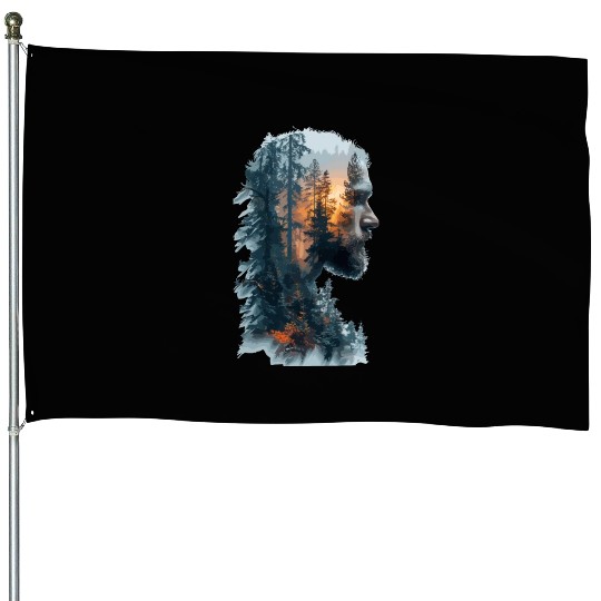 Nature Silhouette Forest Man Fire House Flags