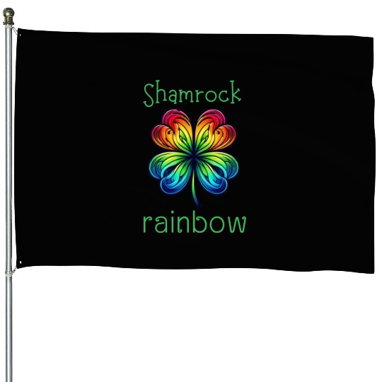 LUCKY Shamrock Rainbow House Flags