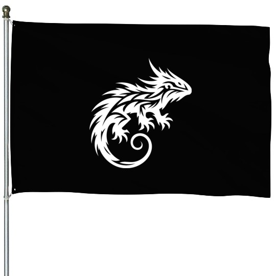 Shaggy Bearded Dragon Tribal Dragon Tattoo House Flags