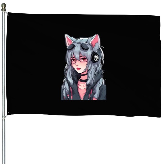 Women Wolf Hacker House Flags