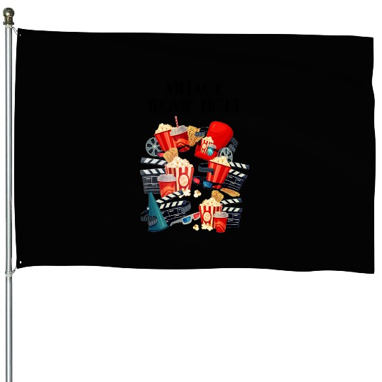 Popcorn Vintage Movie Night House Flags