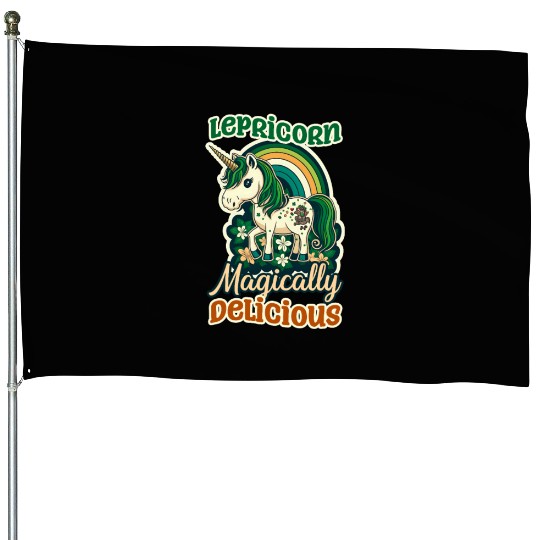 Irish Unicorn St Patricks Lepricorn Delicious House Flags