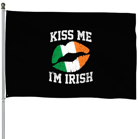 KISS ME IM IRISH ST PATRICKS DAY House Flags