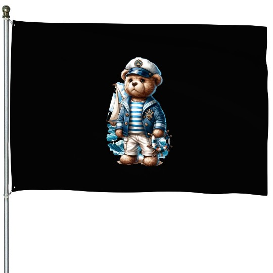Adventurous Teddy Bear Sailing House Flags