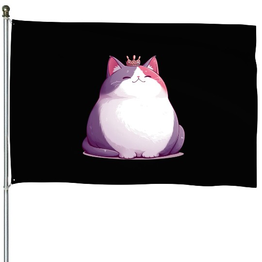 Chunky Kawaii Cat Queen House Flags