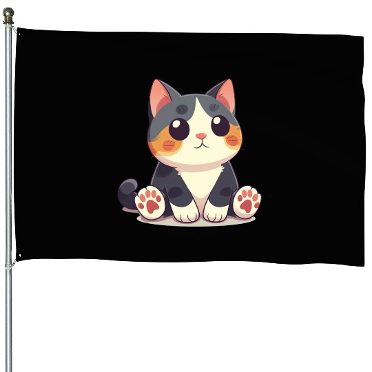 Super Cute Kawaii Cat House Flags