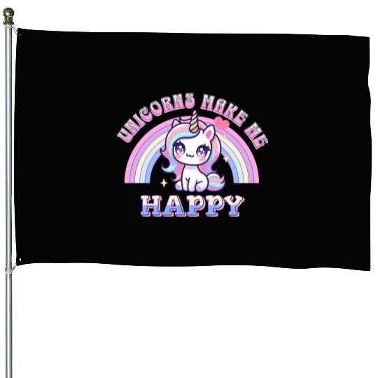 Unicorns Make Me Happy Unicorn-Lover Pastel House Flags