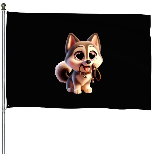 Charming Puppy Love House Flags
