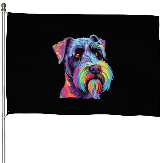 Watercolor Colorful Standard Schnauzer House Flags
