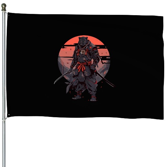 Samurai Katana Sword Japanese Panhter House Flags