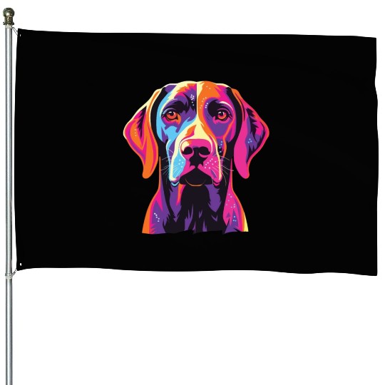 Watercolor Colorful German Shorthair House Flags