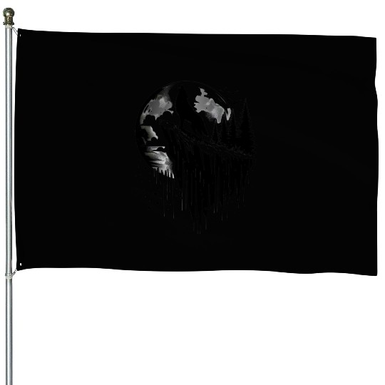 Howling wolf silhouette House Flags