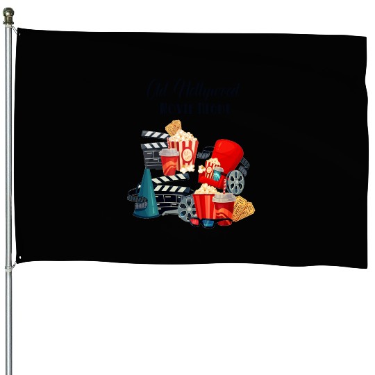 Popcorn Vintage Movie Night House Flags