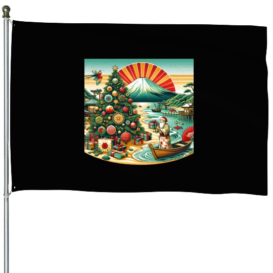 Japanese Style Christmas in July House Flags