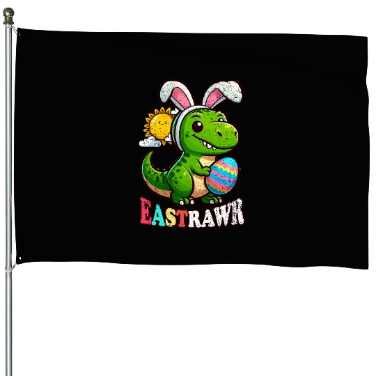 EASTRAWR DINOSAUR EASTER House Flags