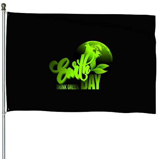 Earth day black bg House Flags