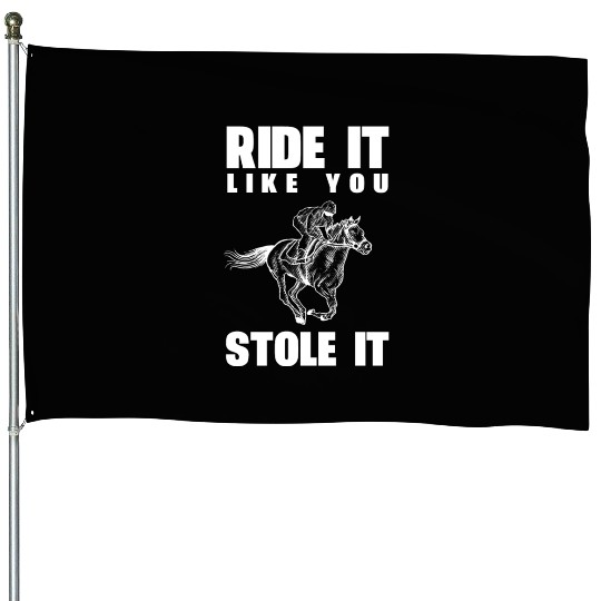 Funny Kentucky derby horse racing jockey House Flags