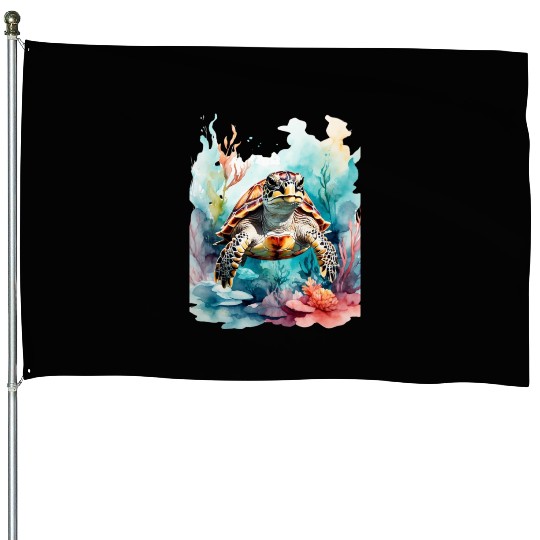 Colorful turtle House Flags